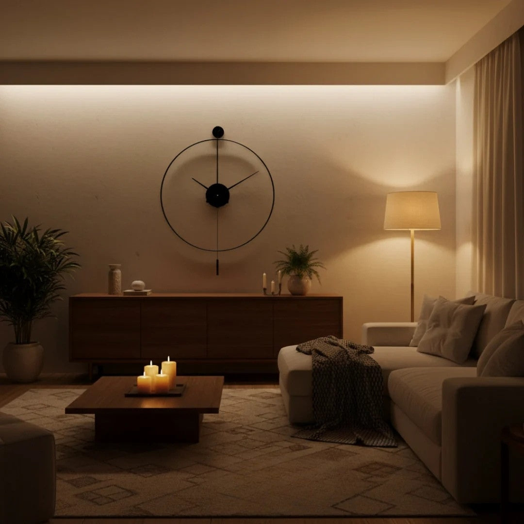 Large Silent Wall Clock with Pendulum
