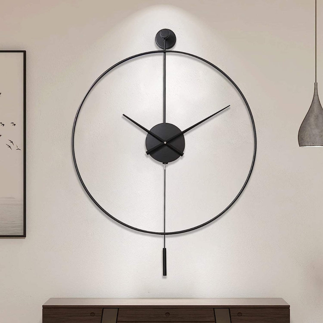 Large Silent Wall Clock with Pendulum