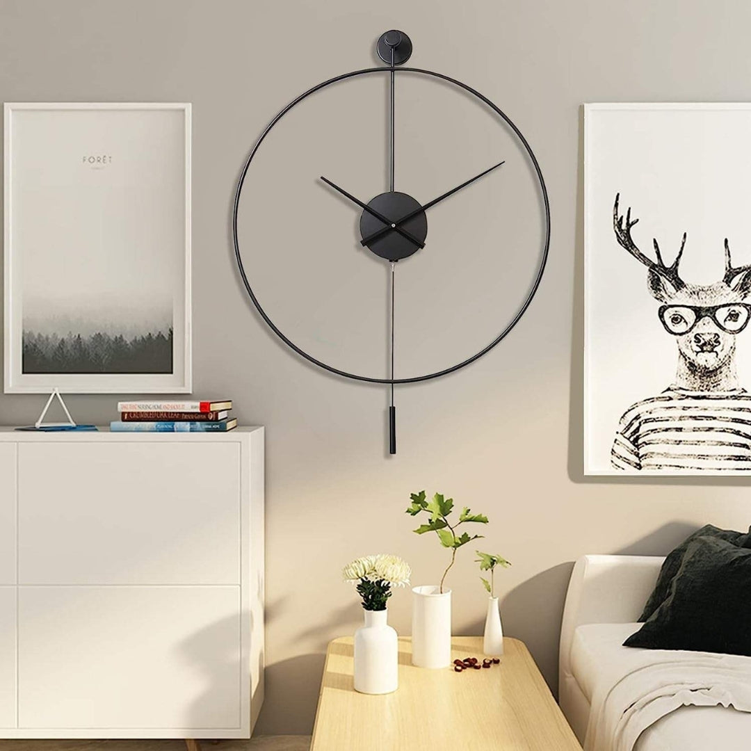 Large Silent Wall Clock with Pendulum