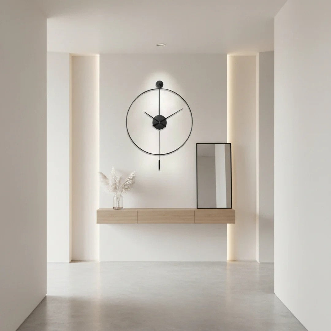 Large Silent Wall Clock with Pendulum
