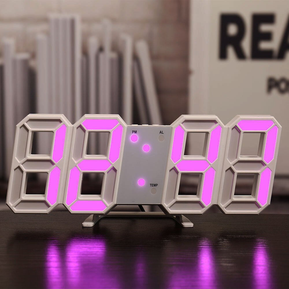 LED Digital Wall Clock with Temperature and Alarm