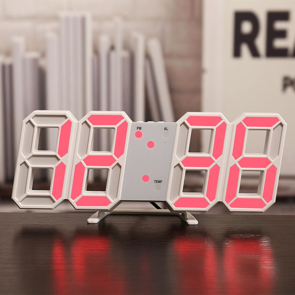 LED Digital Wall Clock with Temperature and Alarm