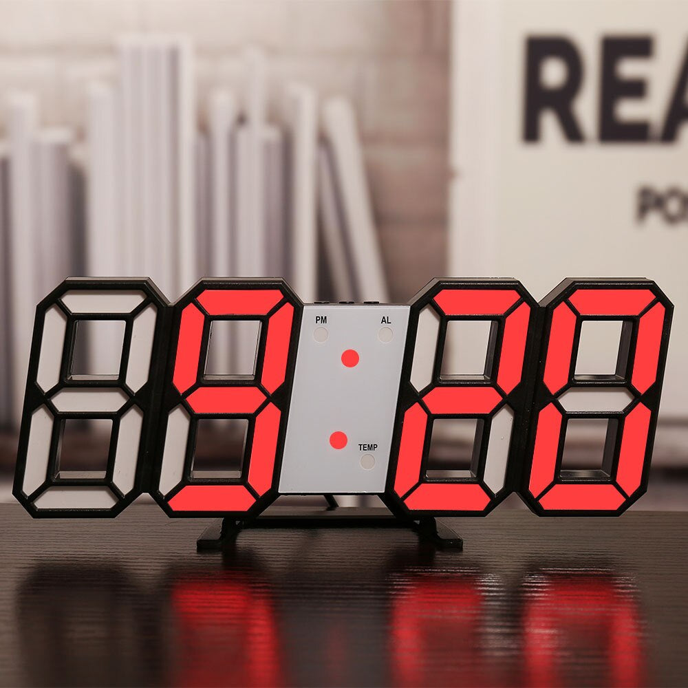 LED Digital Wall Clock with Temperature and Alarm
