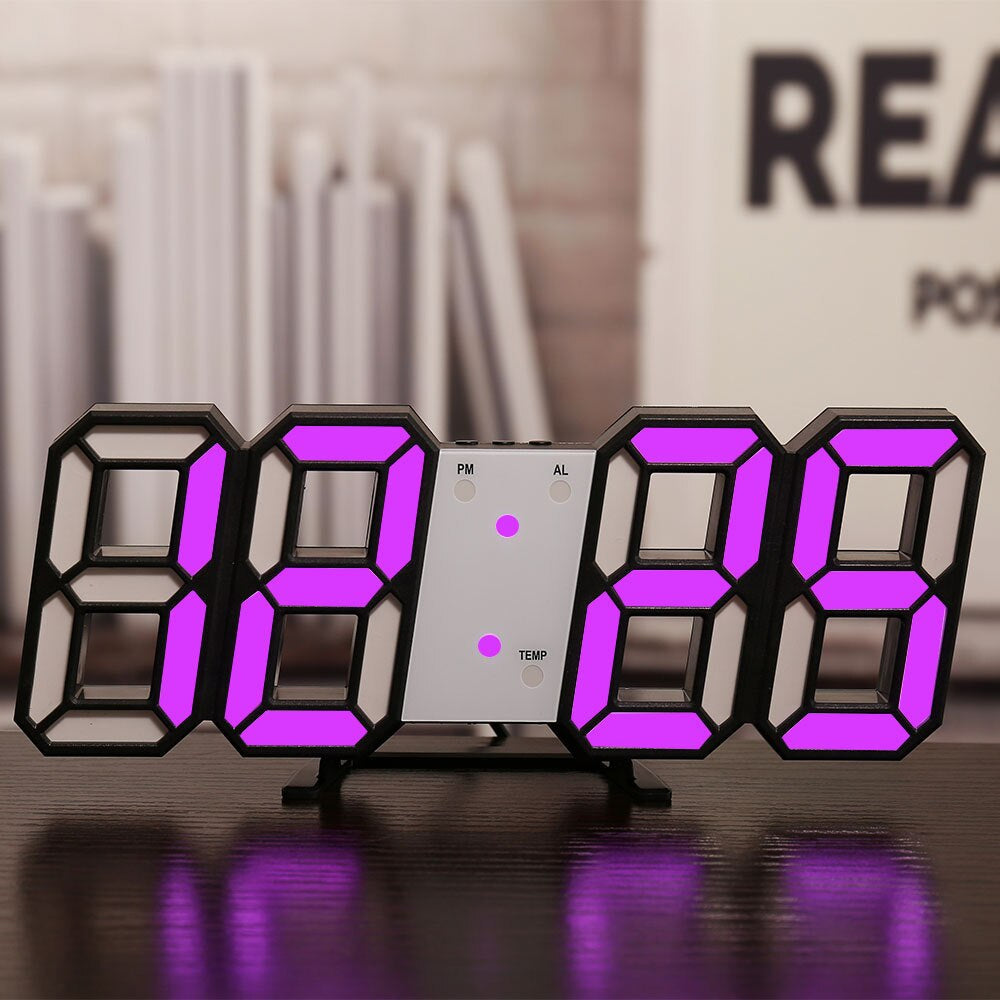 LED Digital Wall Clock with Temperature and Alarm
