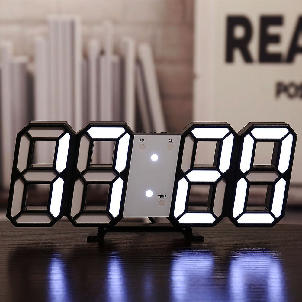 LED Digital Wall Clock with Temperature and Alarm