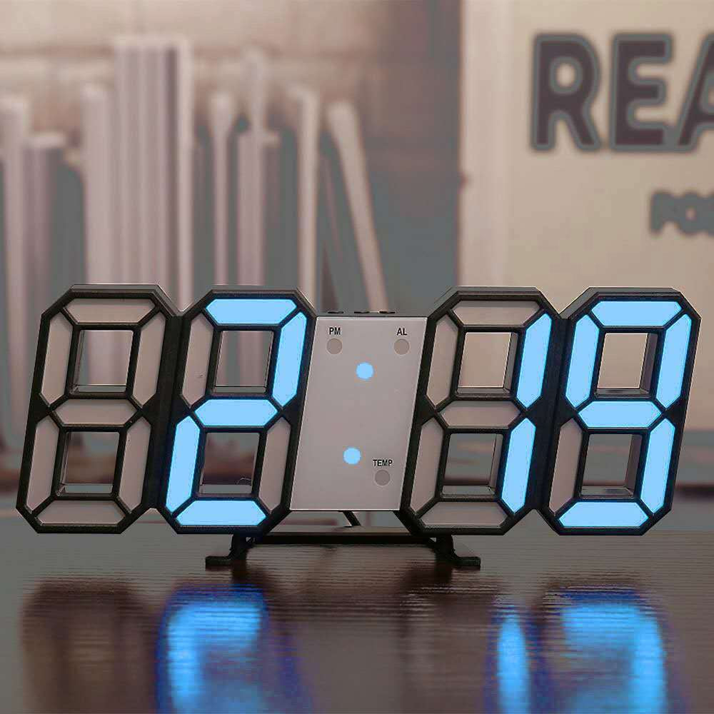 LED Digital Wall Clock with Temperature and Alarm