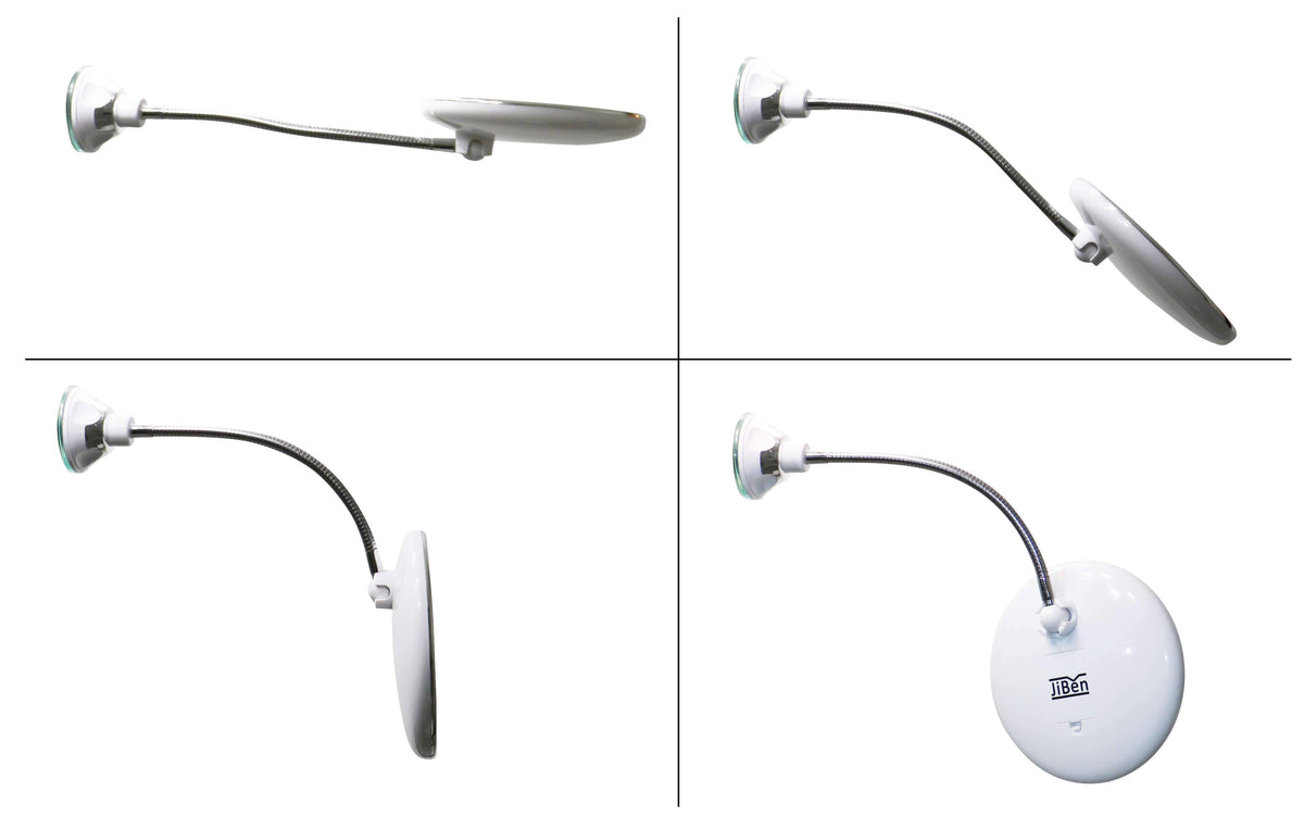 LED Magnifying Mirror with Flexible Gooseneck – 10x Magnification, Daylight LEDs & Suction Mount