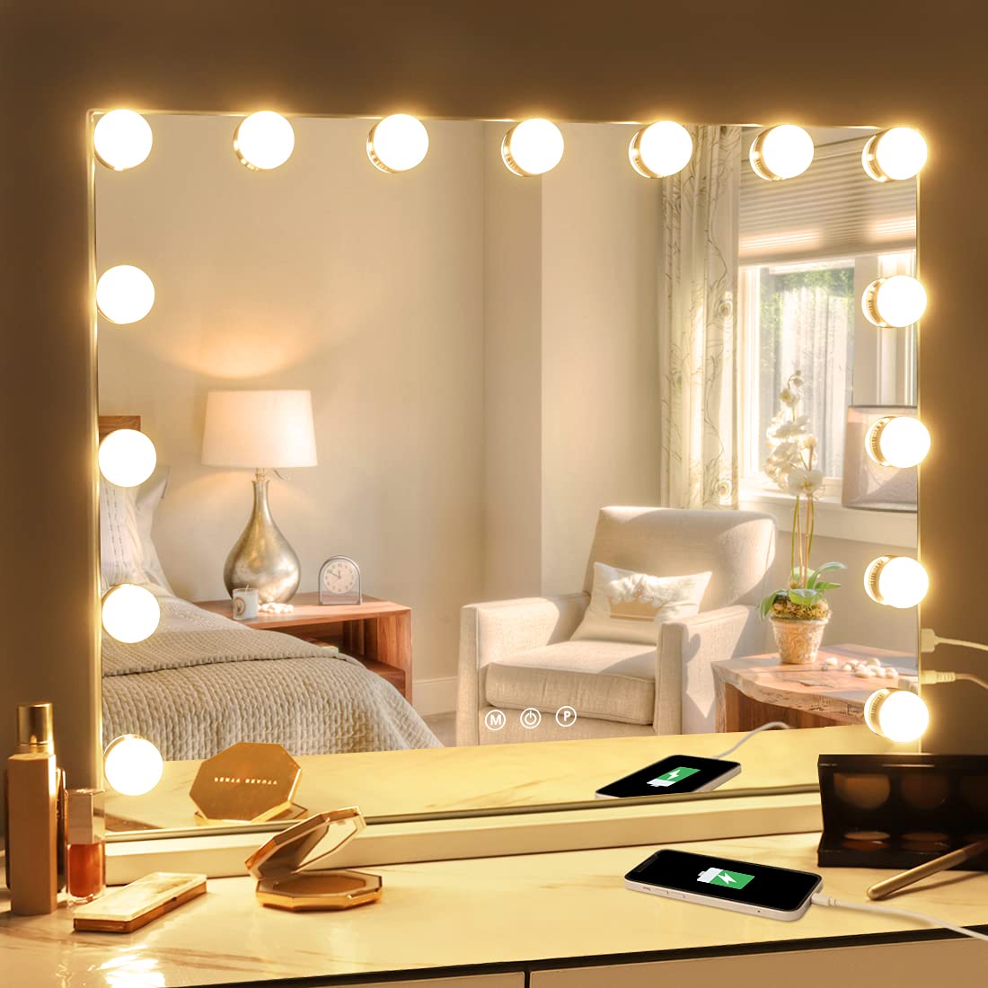 LED Vanity Mirror with Lights and Adjustable Strap