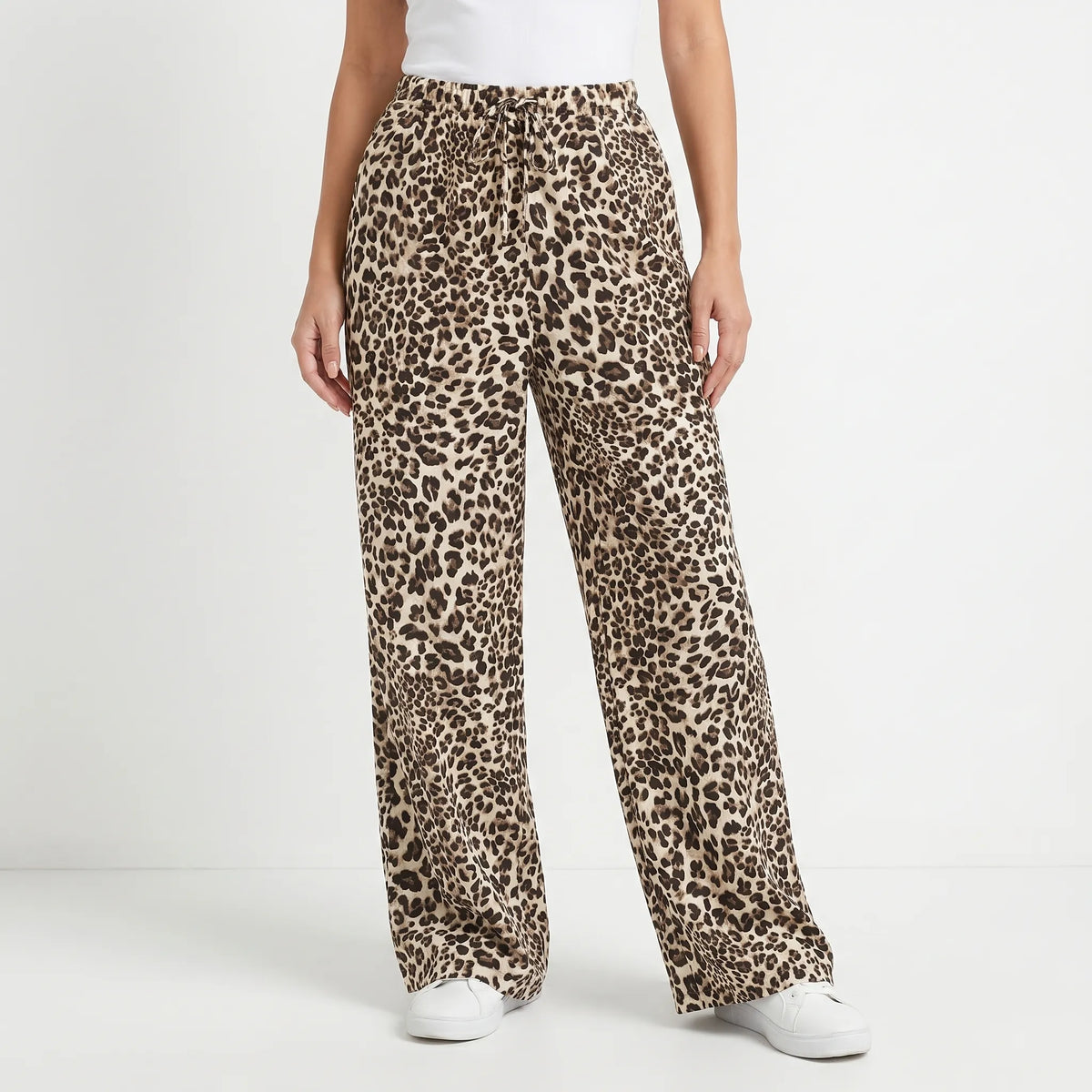 Leopard Print Wide-Leg Pants
