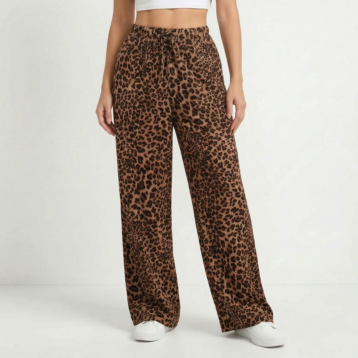 Leopard Print Wide-Leg Pants