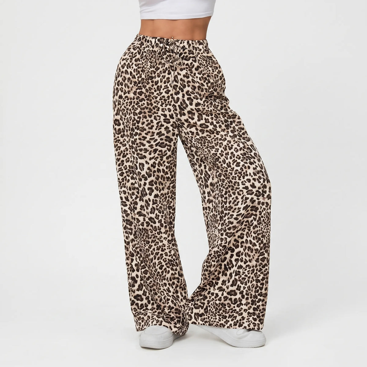 Leopard Print Wide-Leg Pants