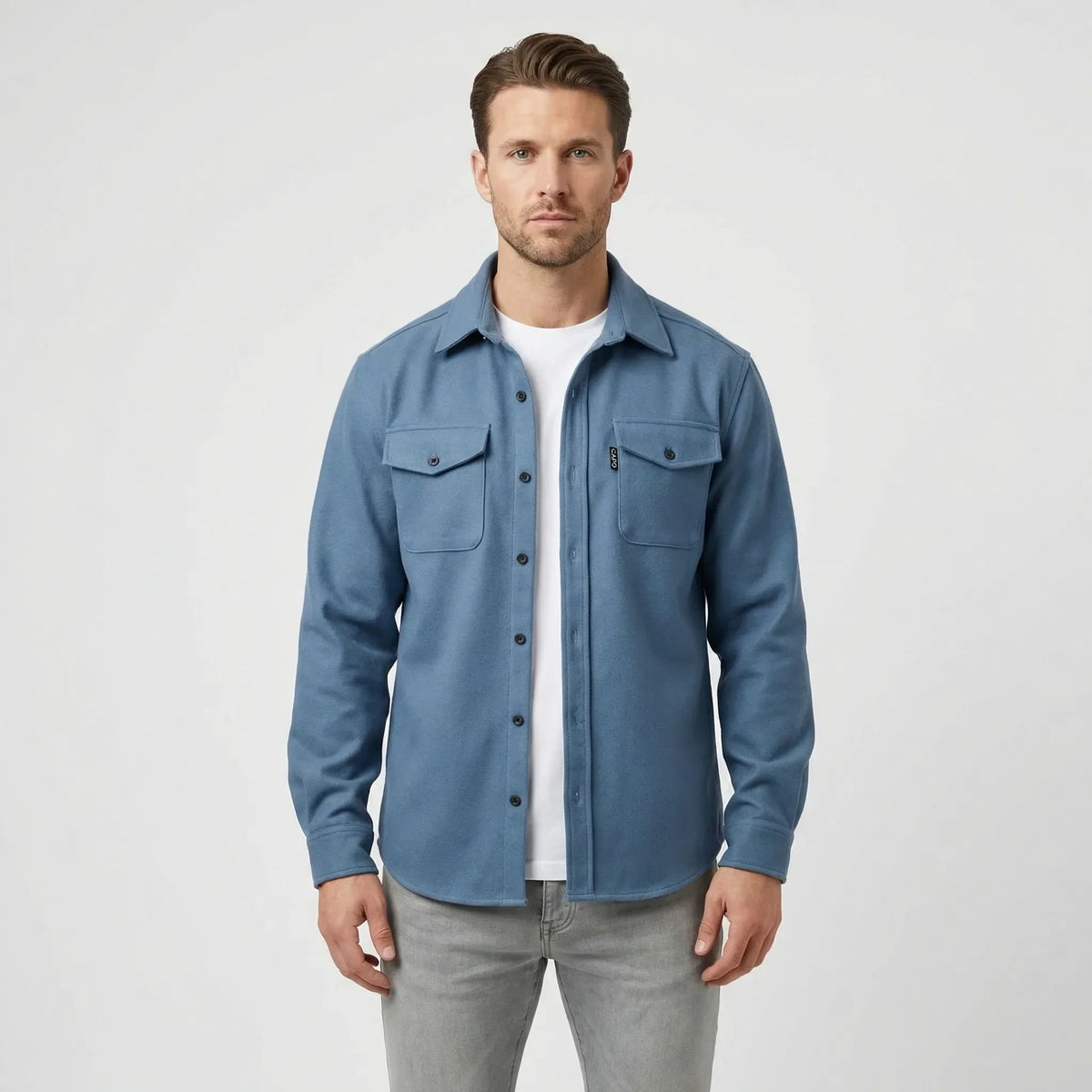 Long-Sleeve Overshirt with Chest Pockets