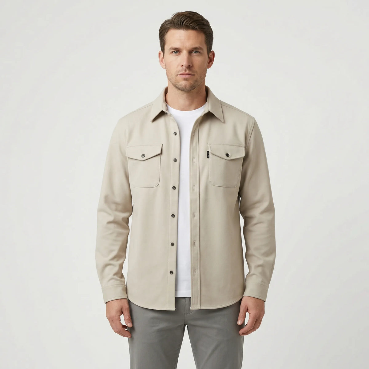 Long-Sleeve Overshirt with Chest Pockets