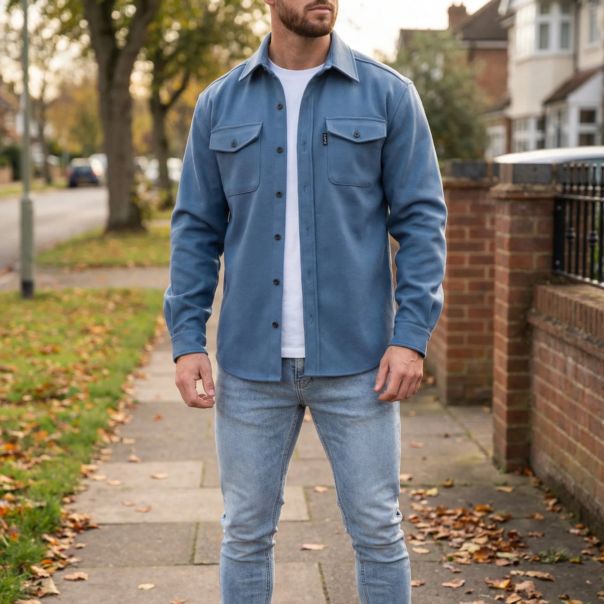 Long-Sleeve Overshirt with Chest Pockets