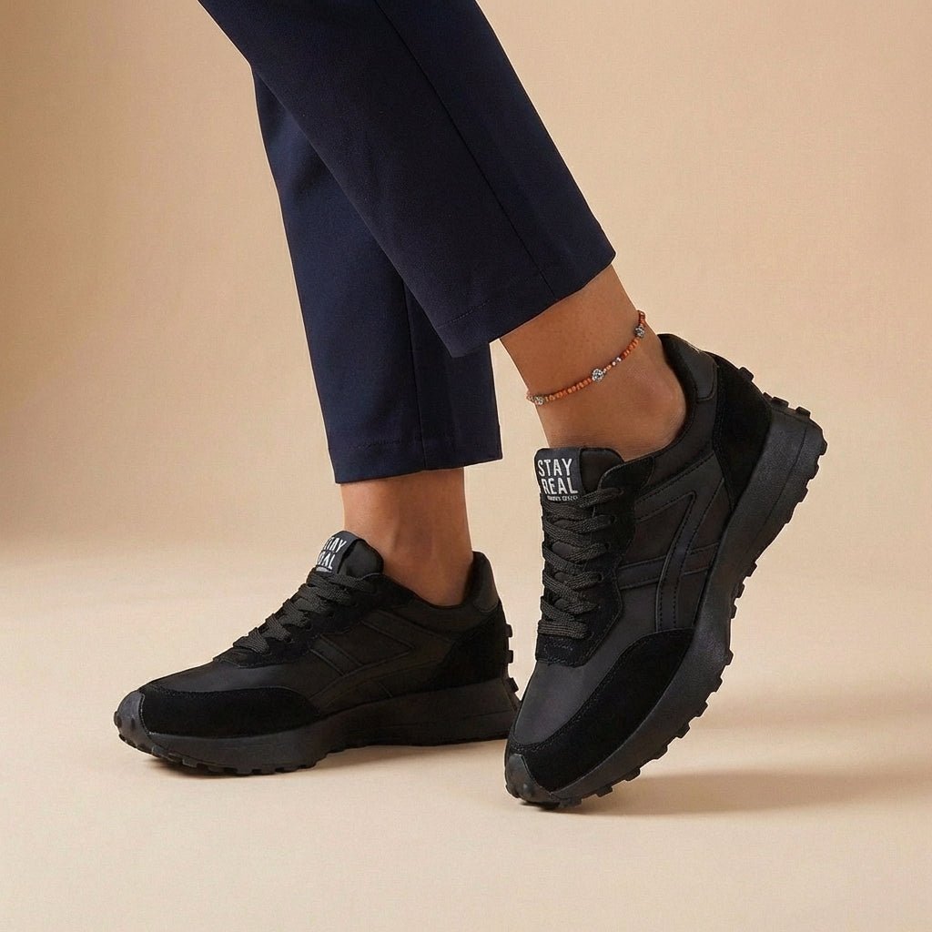 Low-Top Lace-Up Orthopedic Contrast Panel Sneakers