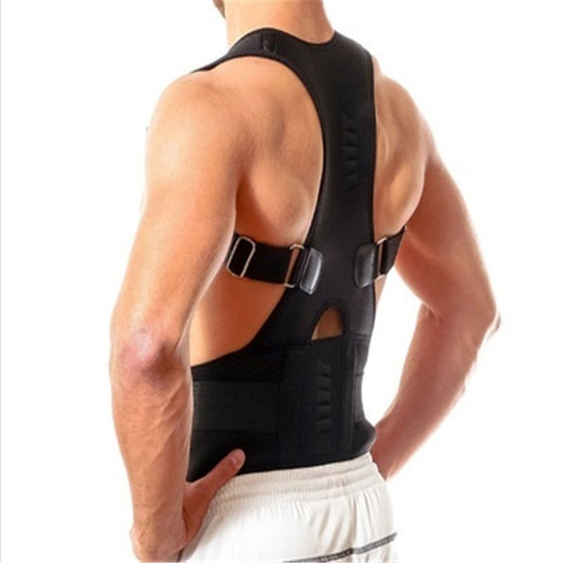 Magnetic Posture Corrector with Adjustable Straps for Back Support – Breathable Polyester Design