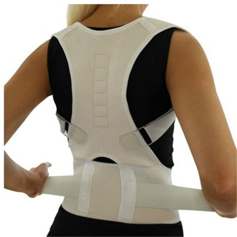 Magnetic Posture Corrector with Adjustable Straps for Back Support – Breathable Polyester Design