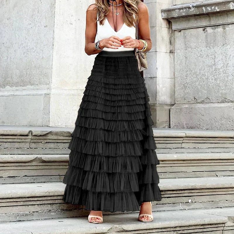 Maxi Skirt with Elastic Waistband
