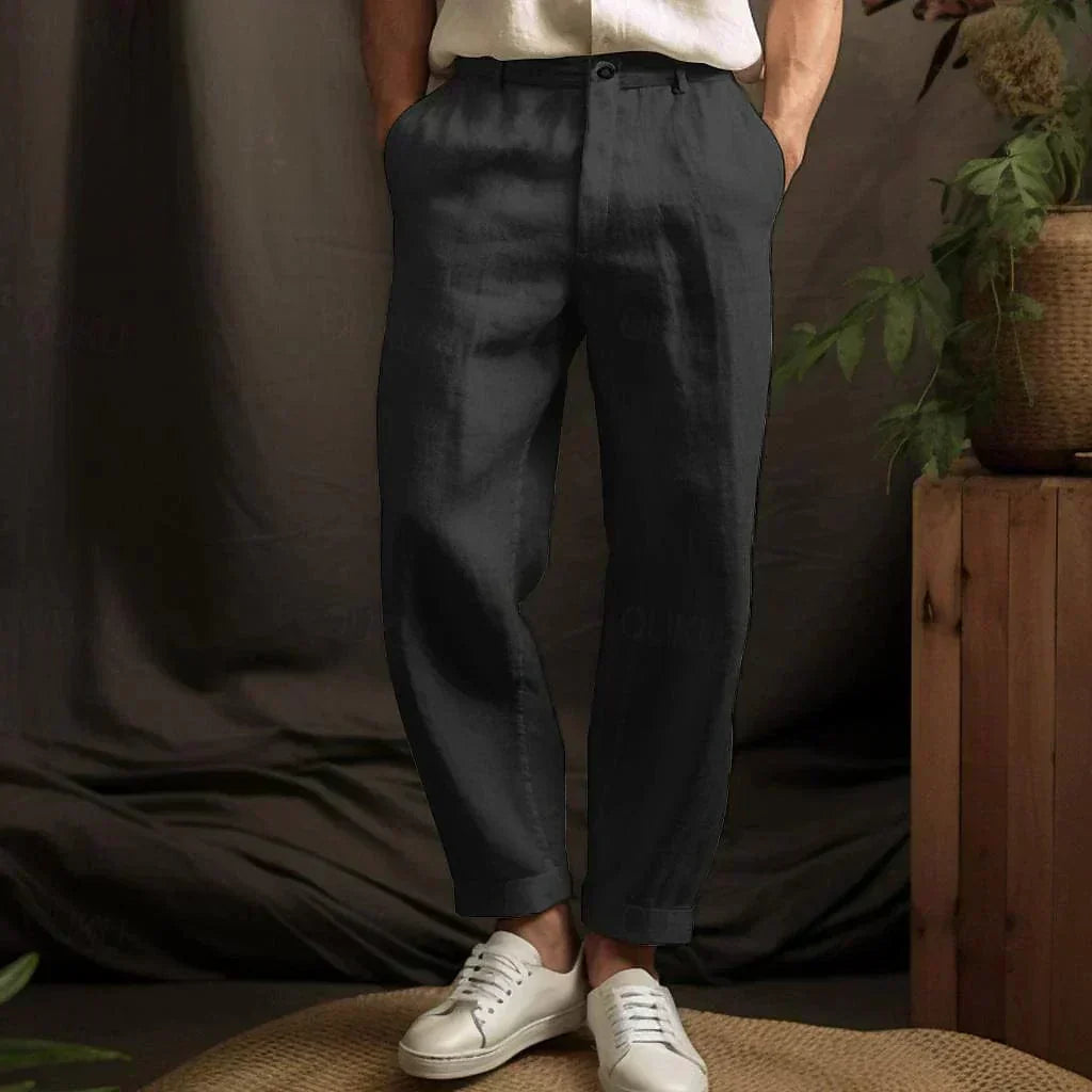 Men's Airy Relaxed-Fit Straight-Leg Linen Pants – Lennox