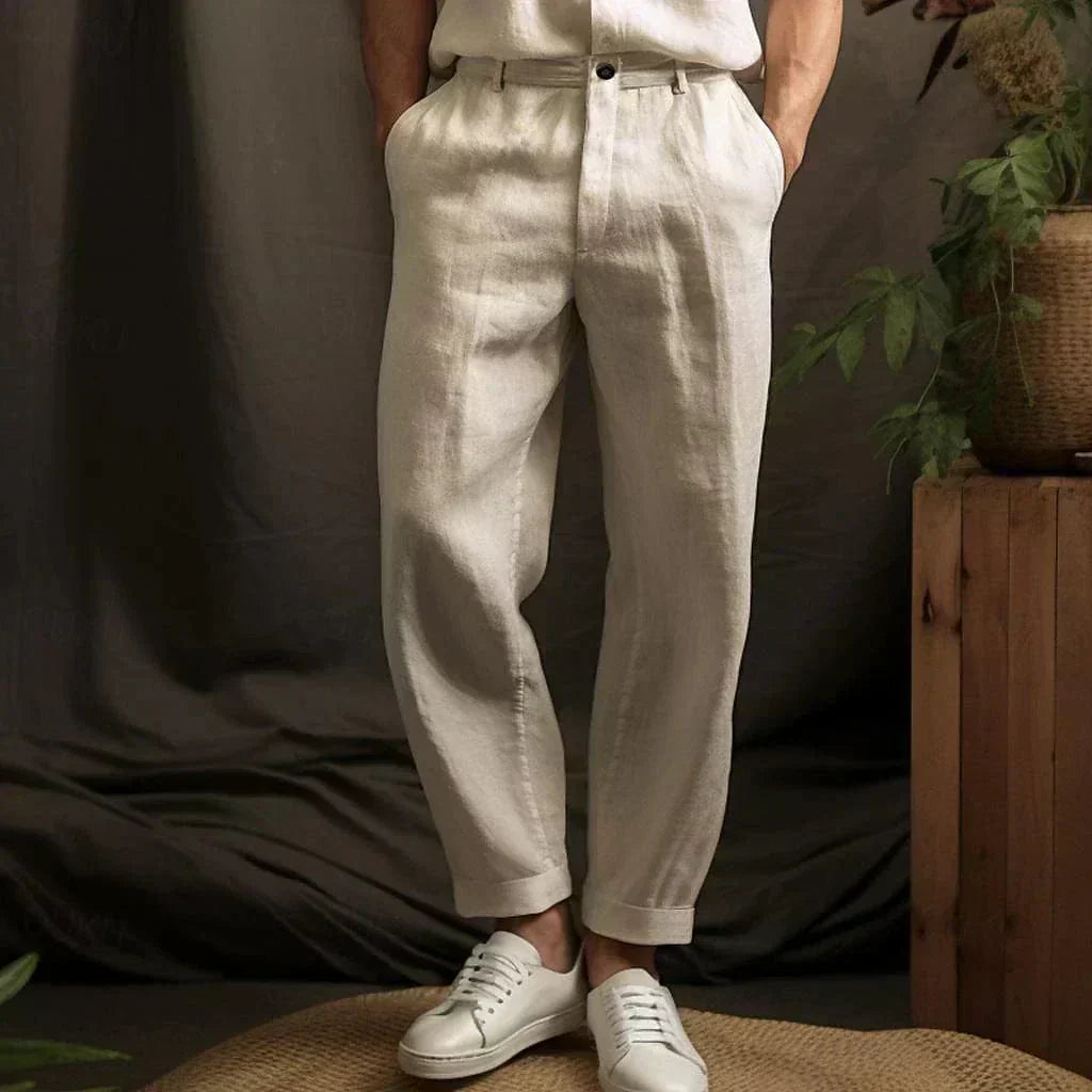 Men's Airy Relaxed-Fit Straight-Leg Linen Pants – Lennox