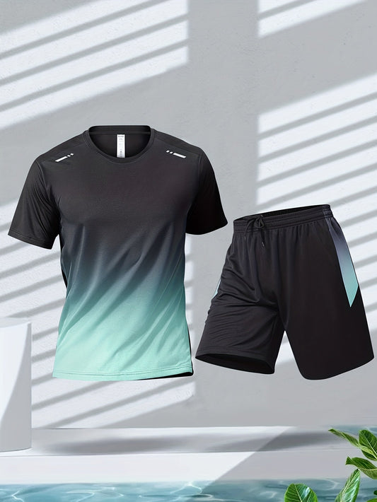 Men's Breathable Sports T-Shirt and Shorts Set