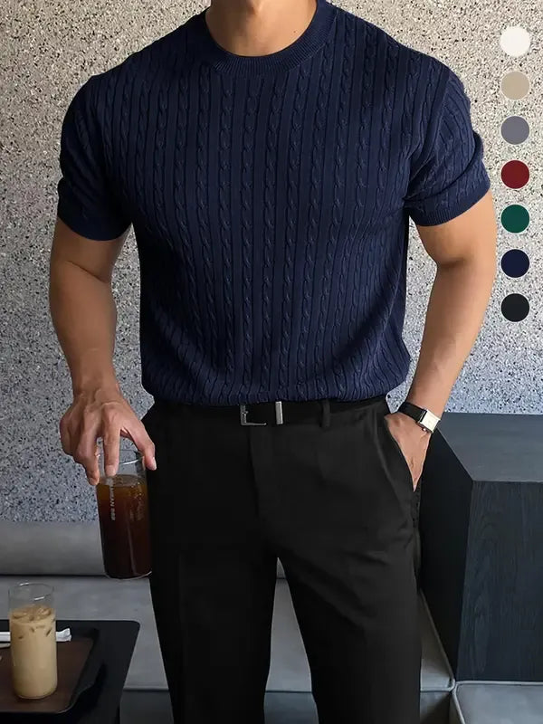 Men's Cable-Knit Short-Sleeve T-Shirt