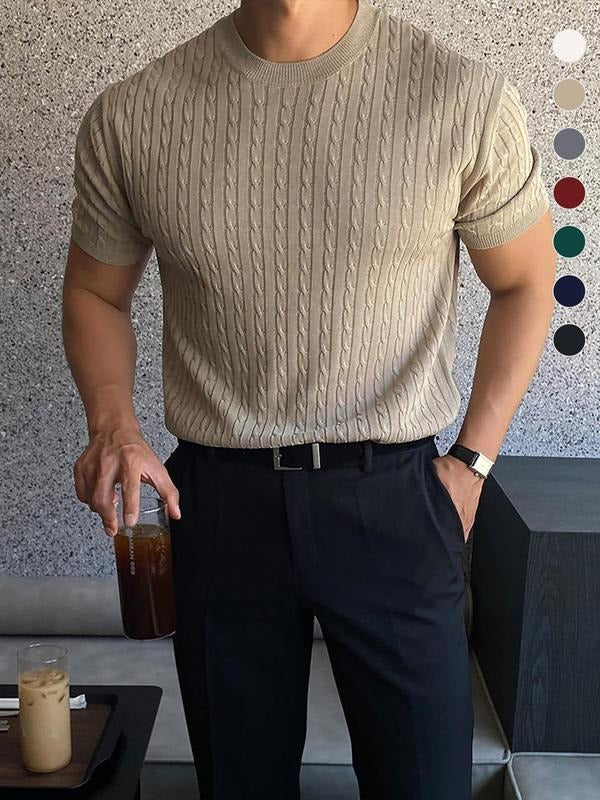 Men's Cable-Knit Short-Sleeve T-Shirt