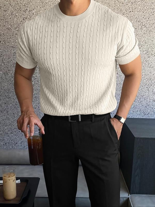 Men's Cable-Knit Short-Sleeve T-Shirt
