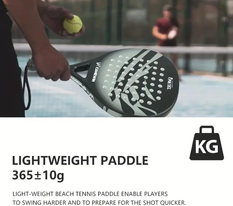 Men's Carbon Fiber Paddle Tennis Racket with Grip & Bag