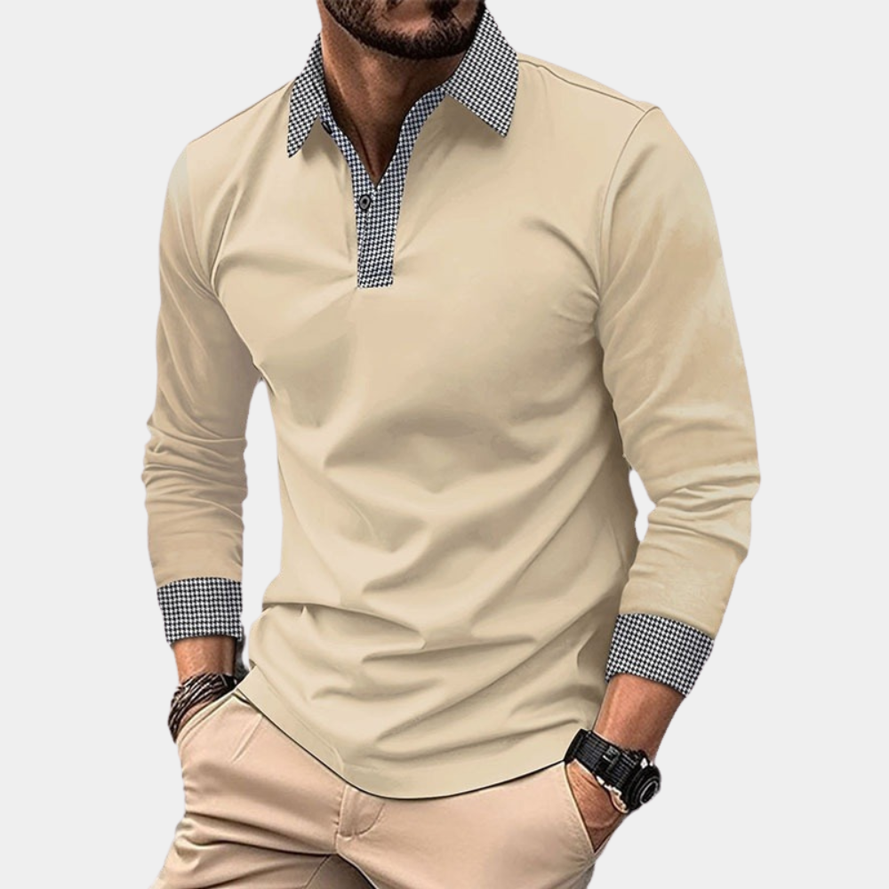 Men's Casual Long Sleeve Polo Shirt