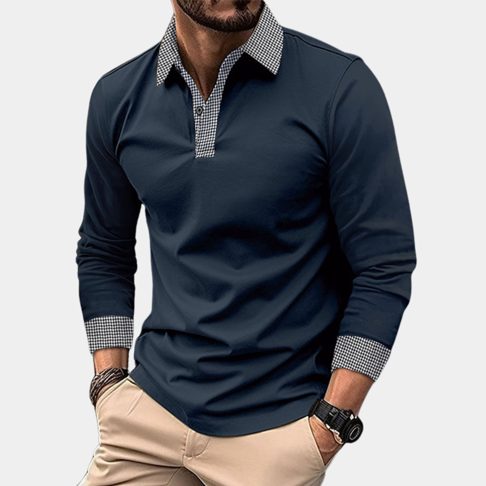 Men's Casual Long Sleeve Polo Shirt