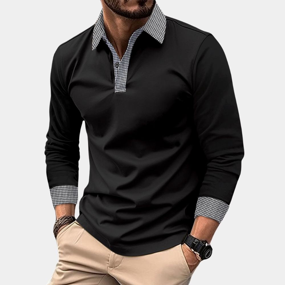 Men's Casual Long Sleeve Polo Shirt