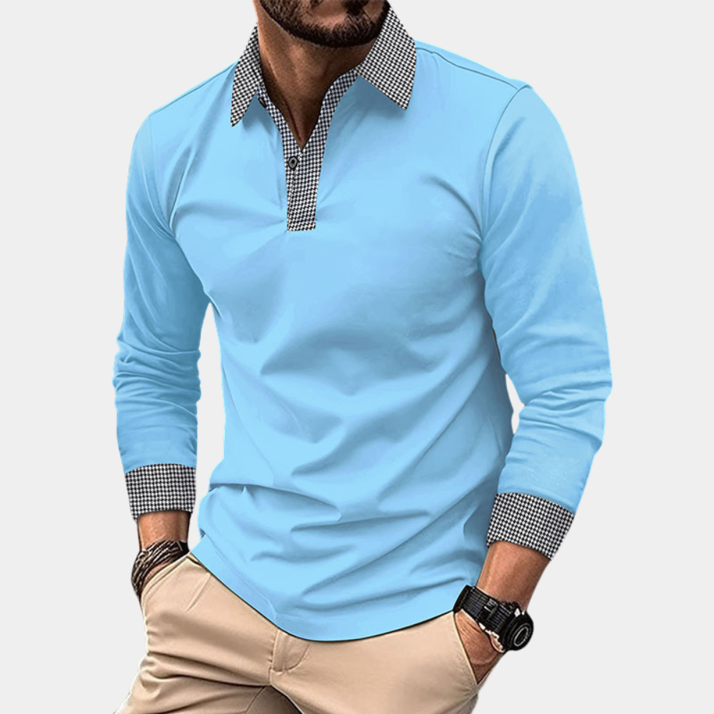 Men's Casual Long Sleeve Polo Shirt
