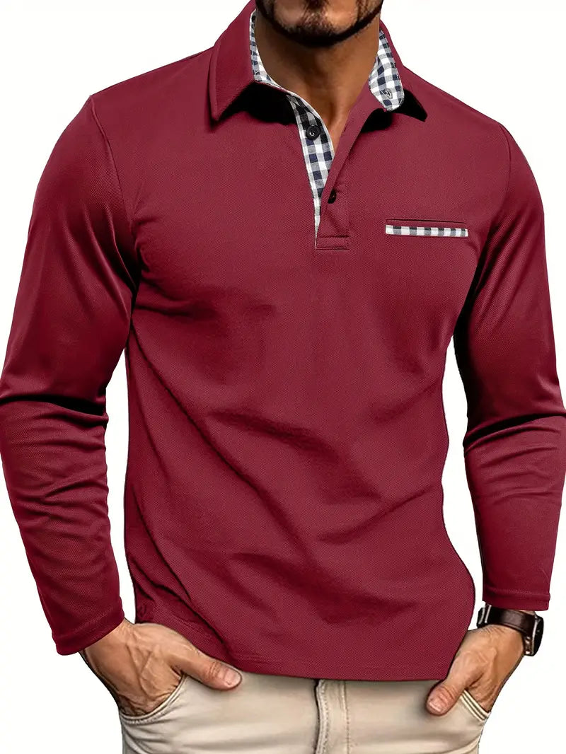 Men's Casual Long-Sleeve Polo Shirt - Comfort & Style