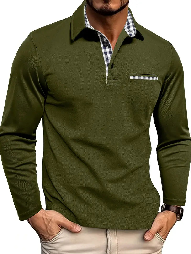 Men's Casual Long-Sleeve Polo Shirt - Comfort & Style