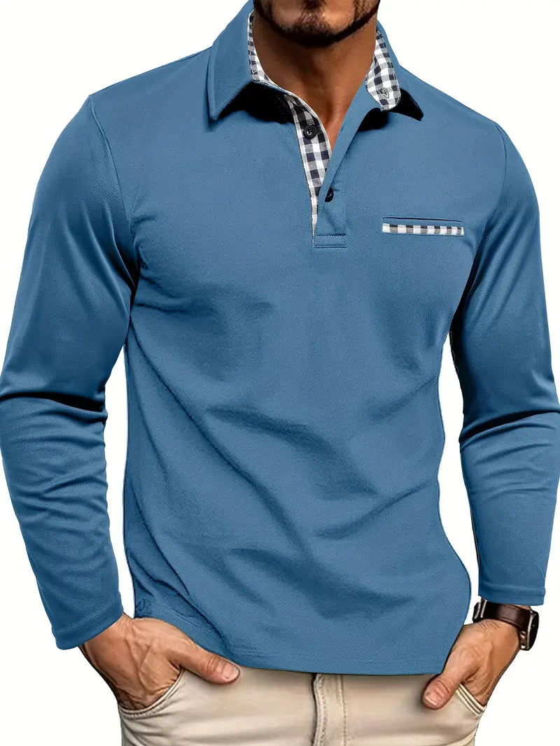 Men's Casual Long-Sleeve Polo Shirt - Comfort & Style