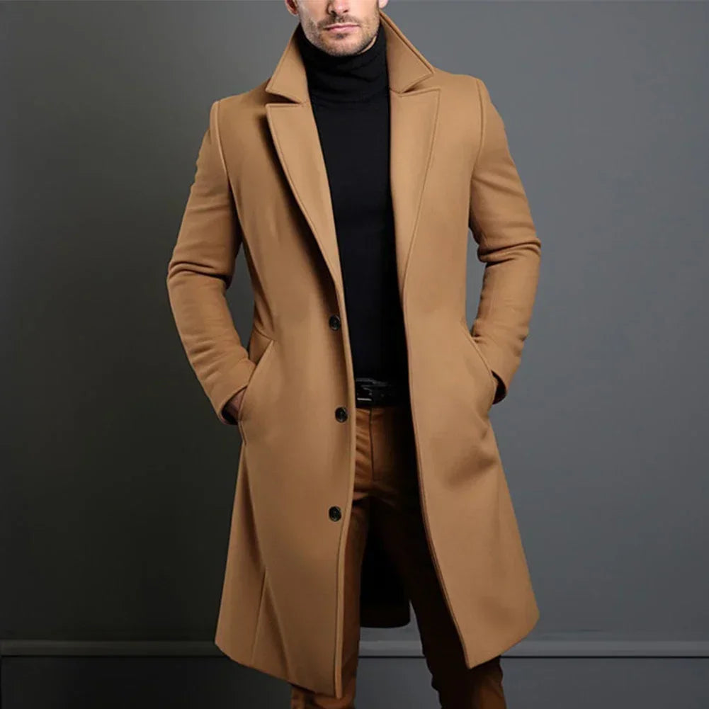 Men's Classic Long Winter Coat for Elegant or Casual Looks