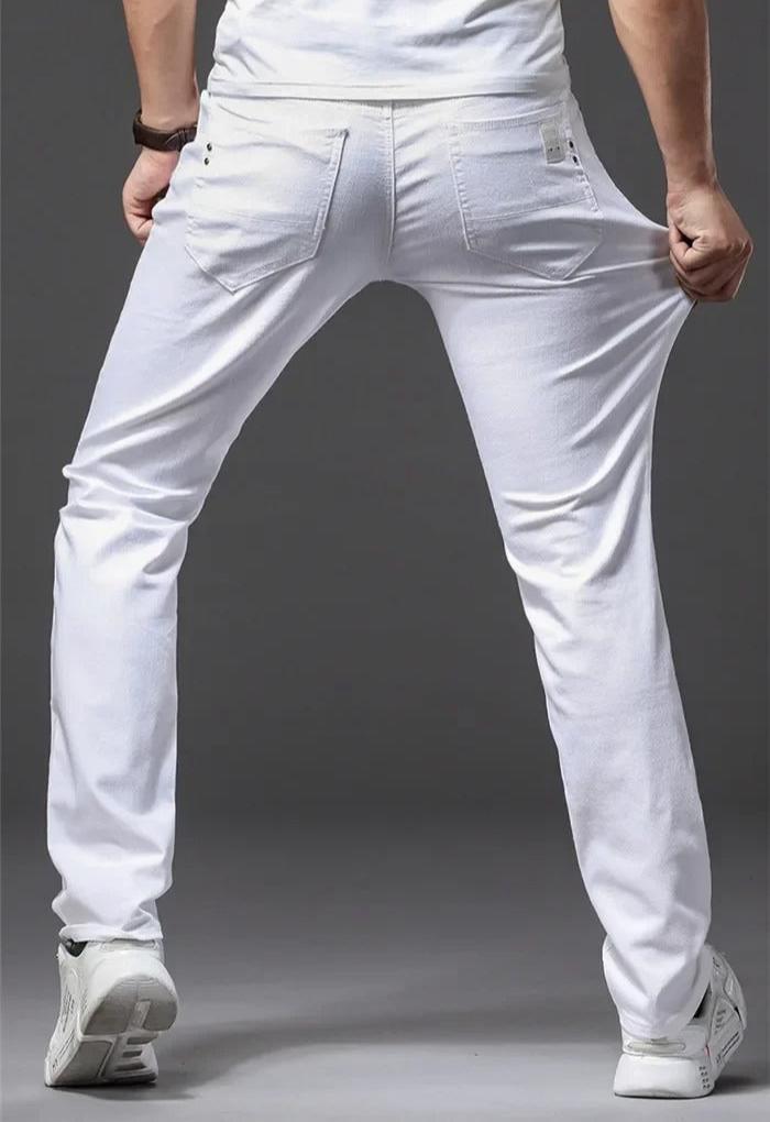 Men's Classic White Slim Fit Jeans