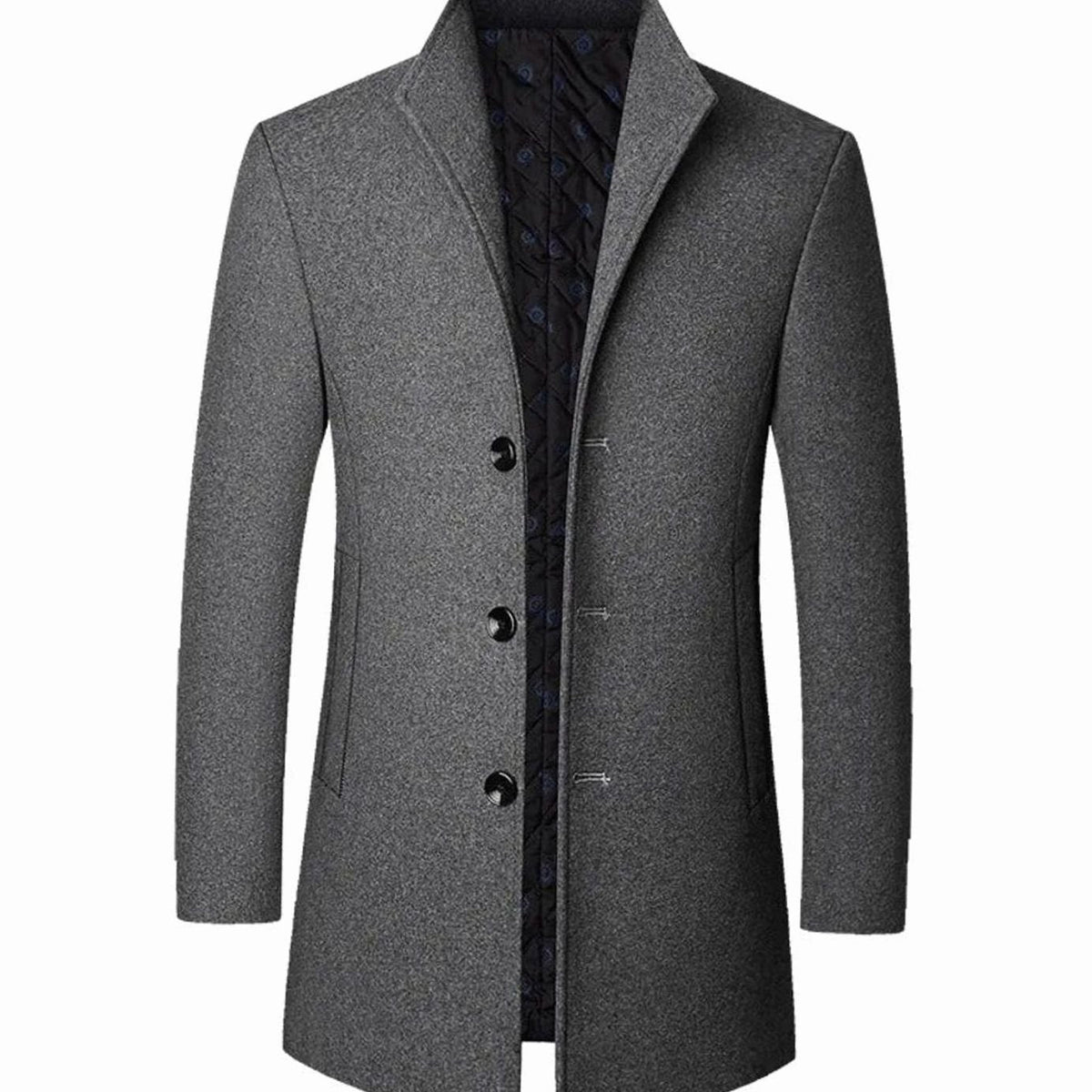Men's Cold-Weather Tailored Single-Breasted Overcoat