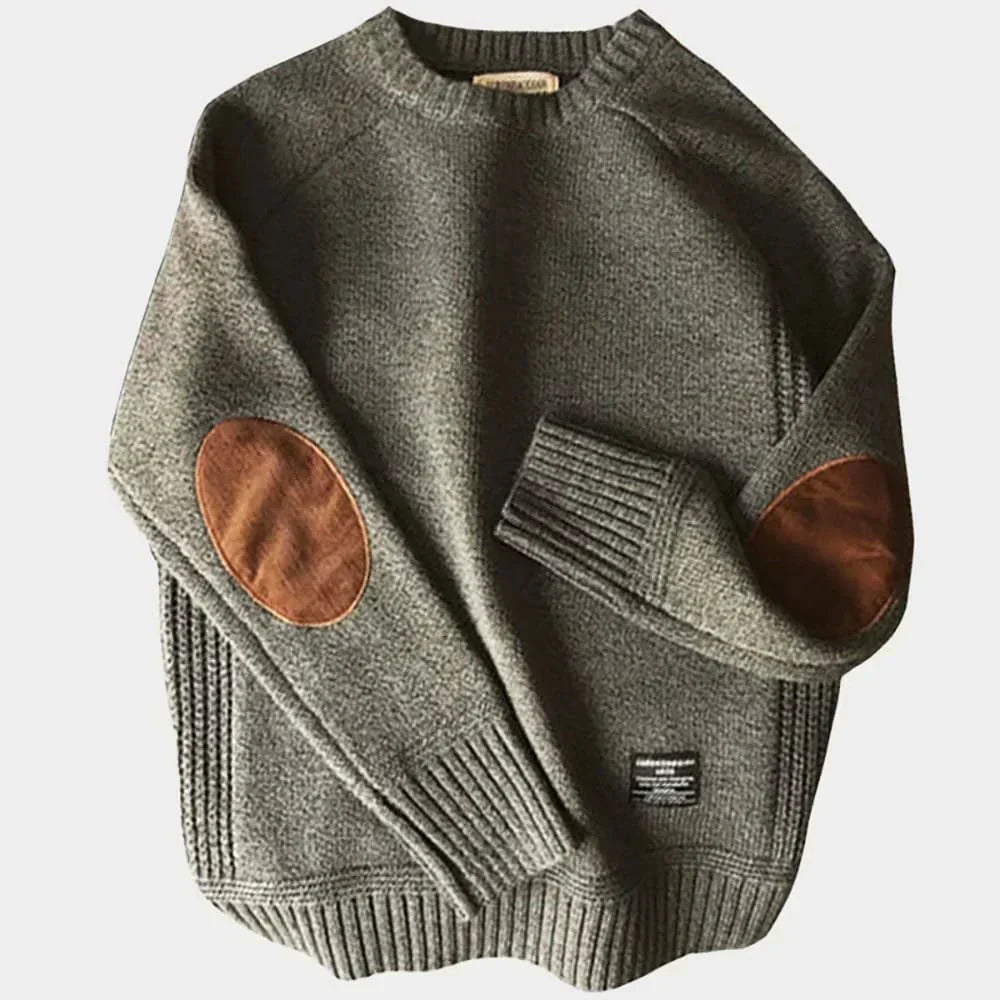 Men's Crewneck Elbow Patch Sweater