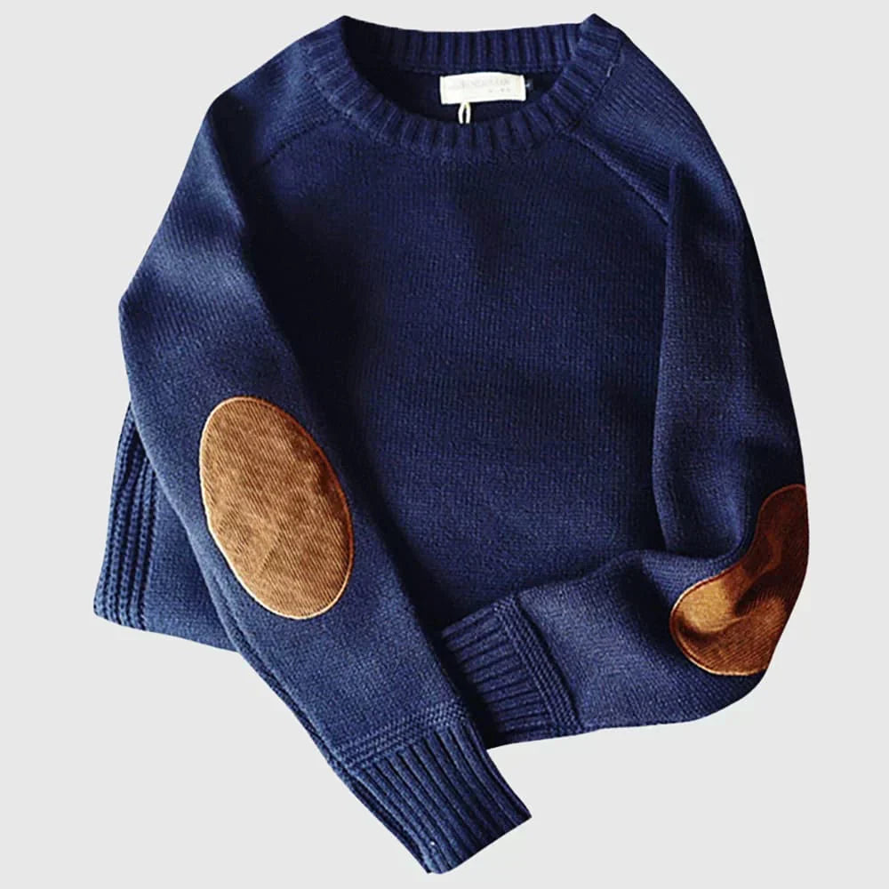 Men's Crewneck Elbow Patch Sweater