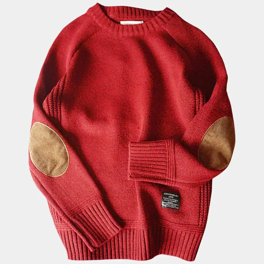 Men's Crewneck Elbow Patch Sweater