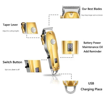 Men's Gold Cordless Hair Clipper Set