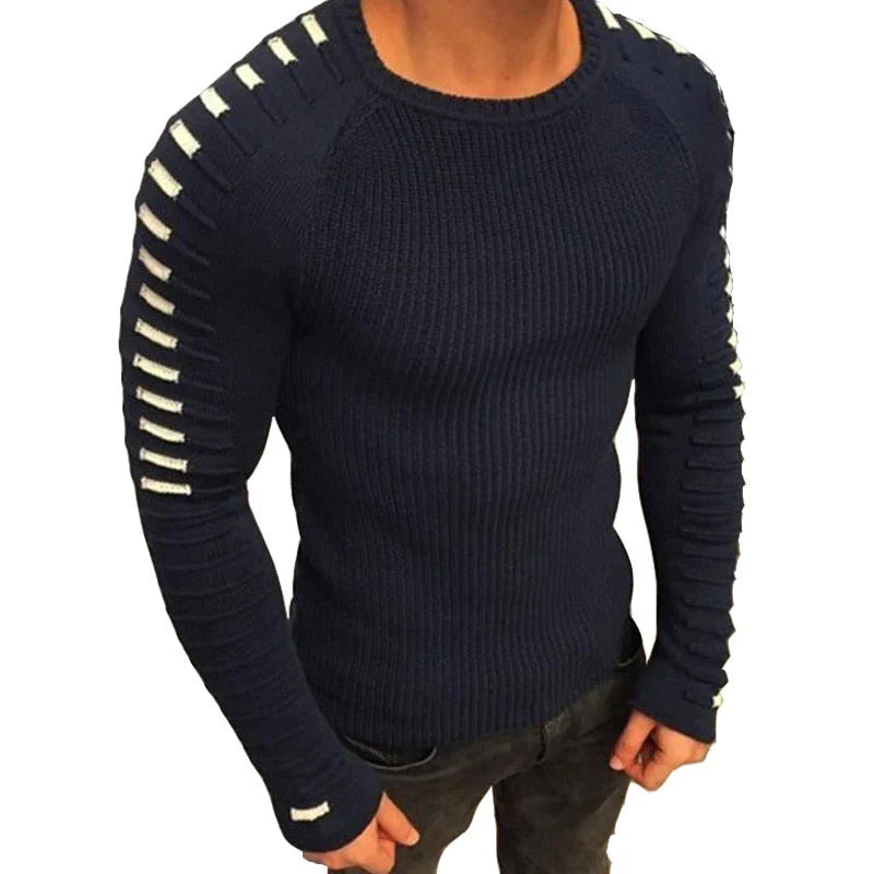 Men's Long-Sleeve Pleated Sweater
