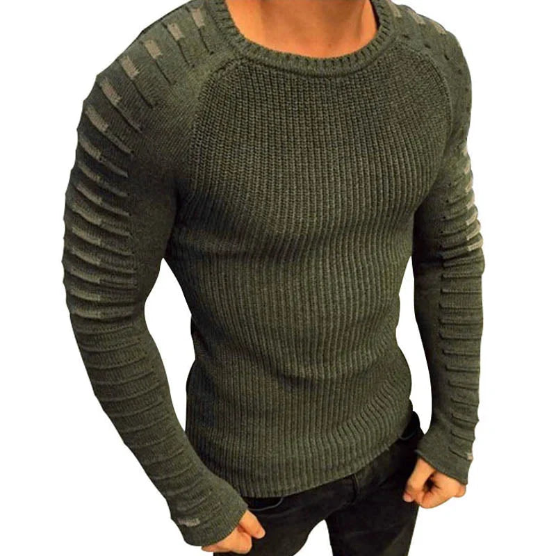Men's Long-Sleeve Pleated Sweater
