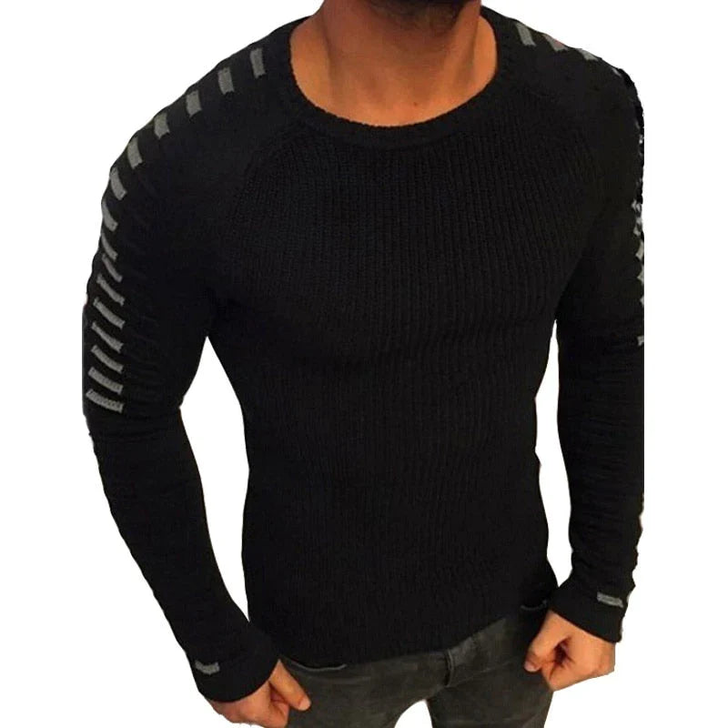 Men's Long-Sleeve Pleated Sweater