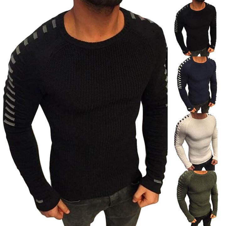 Men's Long-Sleeve Pleated Sweater
