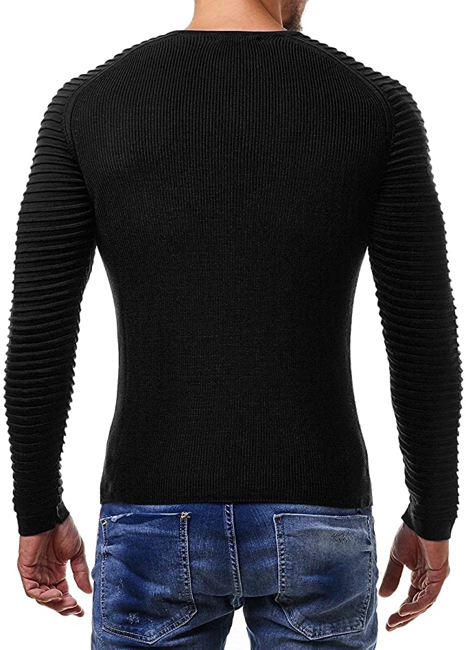 Men's Long-Sleeve Pleated Sweater