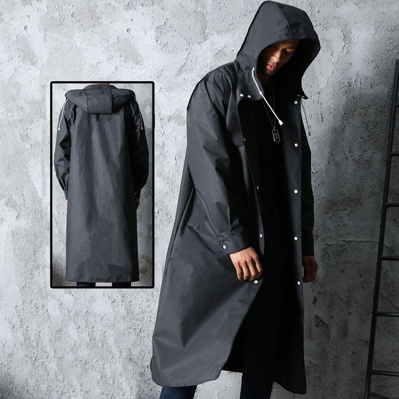Men's Long Waterproof Hooded Coat