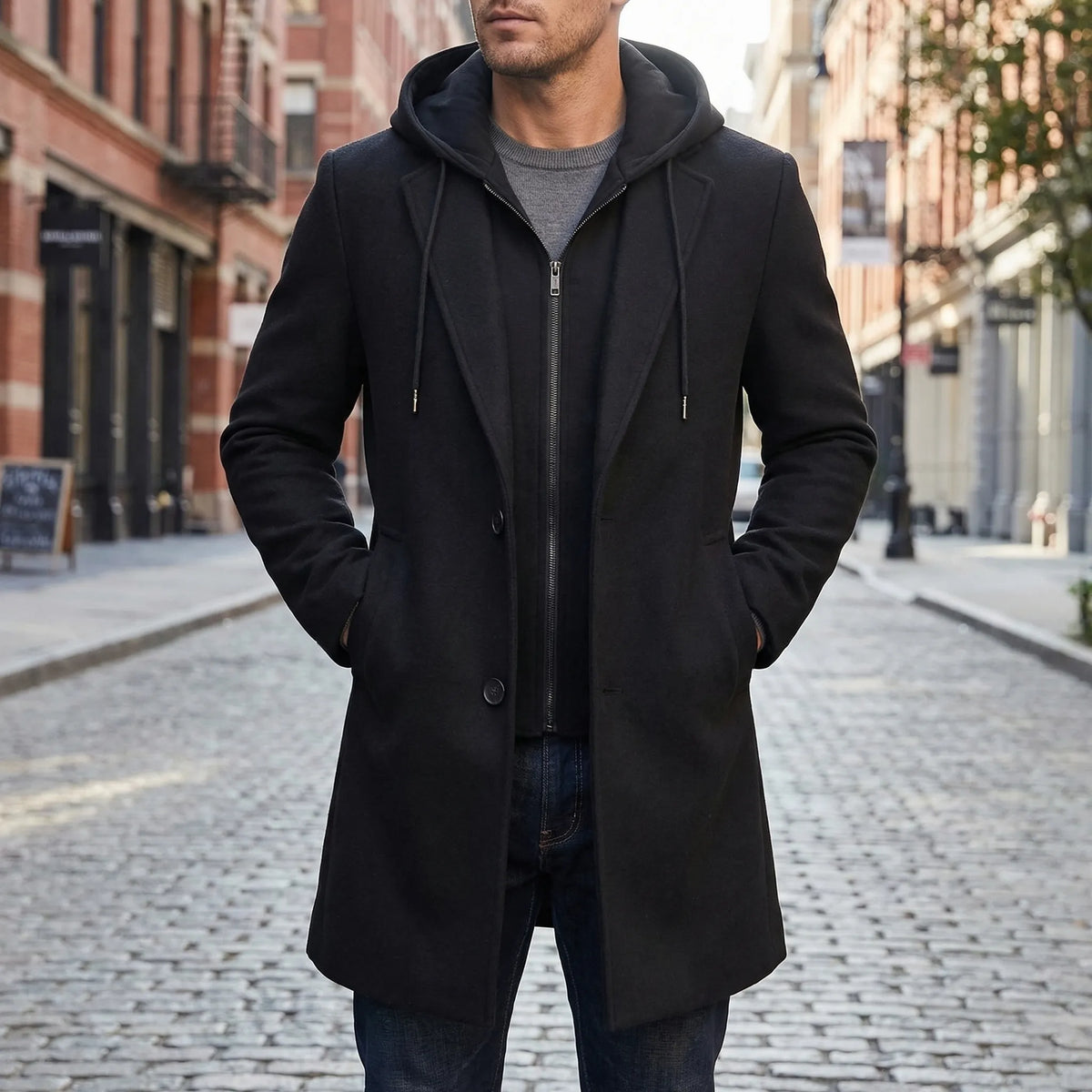 Men's Longline Hooded Coat